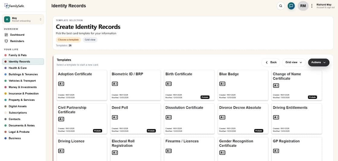 Identity Records — passports, driving licence, birth certificate, electoral roll and more